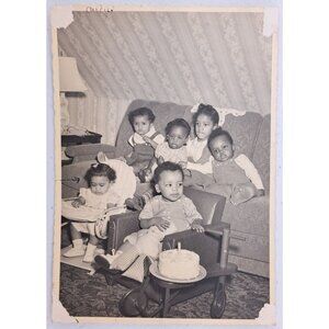 Vintage 1948 Black White Photo Child Birthday Party 5x7 African American History